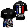 Polo Fléchettes Noir Personnalisé - Équipe  Drapeau Français - Polo Zippé Homme