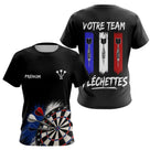 Polo Fléchettes Noir Personnalisé - Équipe  Drapeau Français - T-Shirt Femme