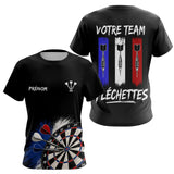 Polo Fléchettes Noir Personnalisé - Équipe  Drapeau Français - T-Shirt Femme