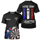 Polo Fléchettes Noir Personnalisé - Équipe  Drapeau Français - T-Shirt Homme