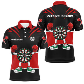 Polo Fléchettes Noir Rouge - Cible Boxeur Cartoon - Polo Homme