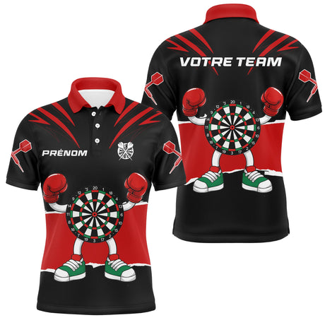Polo Fléchettes Noir Rouge - Cible Boxeur Cartoon - Polo Homme