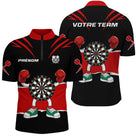 Polo Fléchettes Noir Rouge - Cible Boxeur Cartoon - Polo Zippé Homme