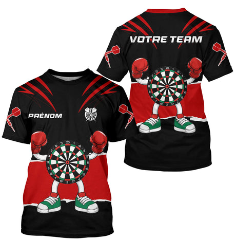 Polo Fléchettes Noir Rouge - Cible Boxeur Cartoon - T-Shirt Homme