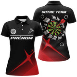 Polo Fléchettes Noir & Rouge – Effet Métal Déchiré - Polo Femme