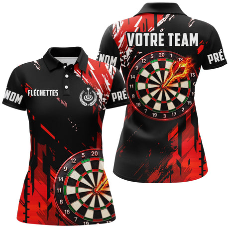 Polo Fléchettes Noir & Rouge Personnalisé – Cible Enflammée - Polo Femme