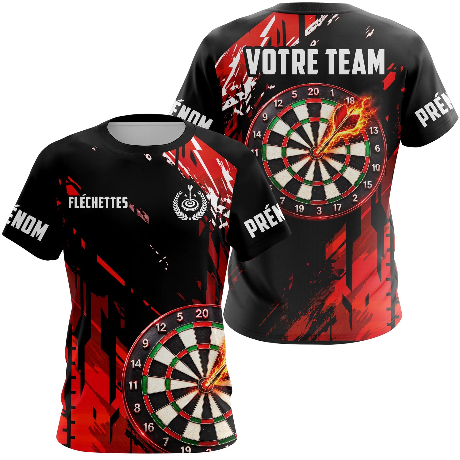 Polo Fléchettes Noir & Rouge Personnalisé – Cible Enflammée - T-Shirt Femme