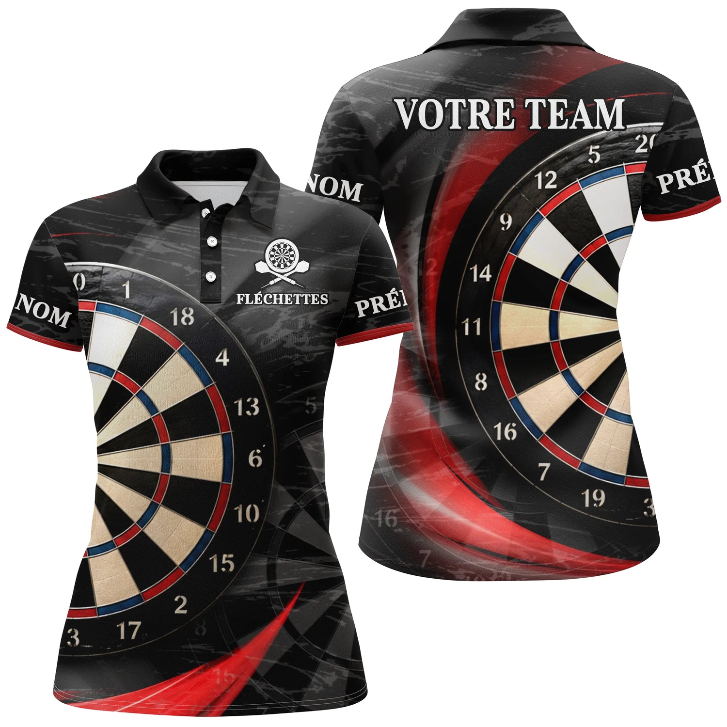 Polo Fléchettes Noir Élégant - Personnalisé Homme & Femme - Polo Femme