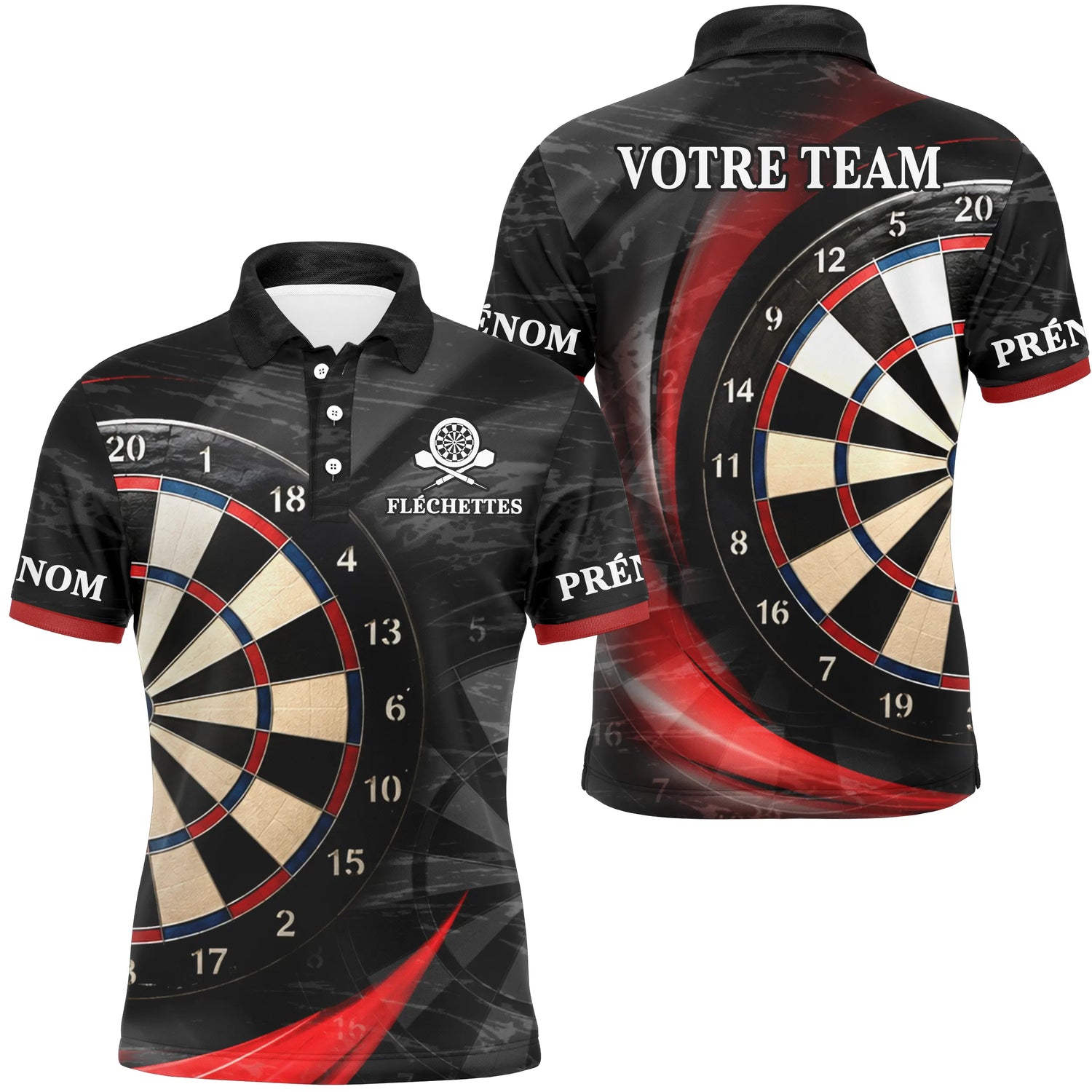Polo Fléchettes Noir Élégant - Personnalisé Homme & Femme - Polo Homme