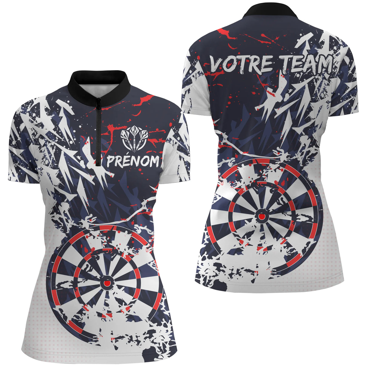 Polo Fléchettes Performance - Design Moderne Personnalisé - Polo Zippé Femme