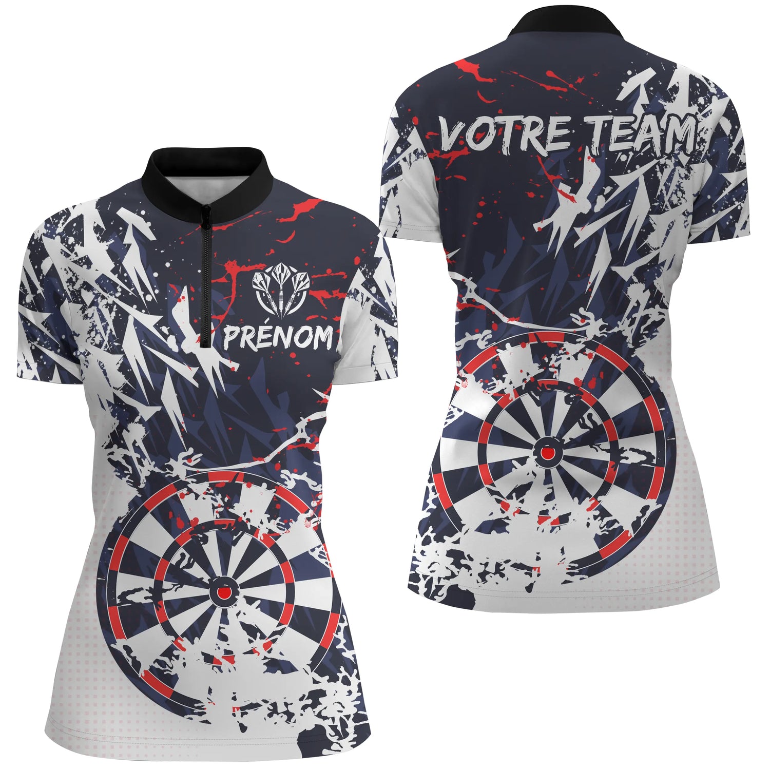 Polo Fléchettes Performance - Design Moderne Personnalisé - Polo Zippé Femme