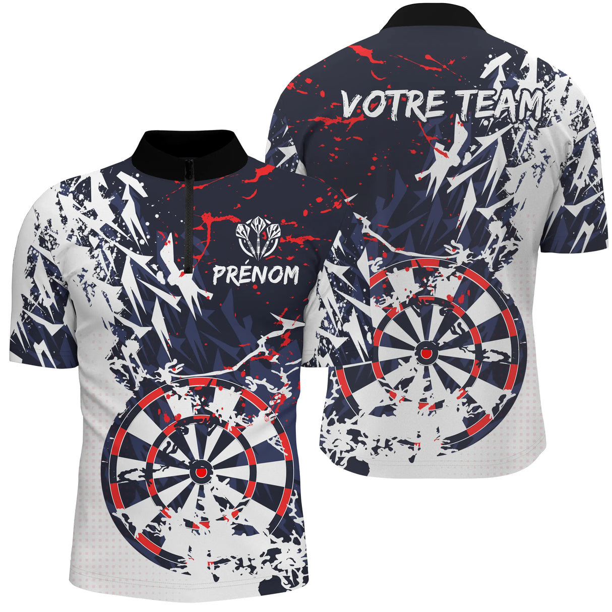 Polo Fléchettes Performance - Design Moderne Personnalisé - Polo Zippé Homme