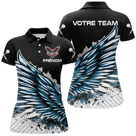 Polo Fléchettes Personnalisé - Ailes Bleues & Noir - Polo Femme