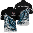 Polo Fléchettes Personnalisé - Ailes Bleues & Noir - Polo Zippé Homme