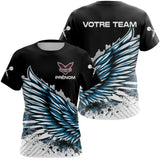 Polo Fléchettes Personnalisé - Ailes Bleues & Noir - T-Shirt Femme