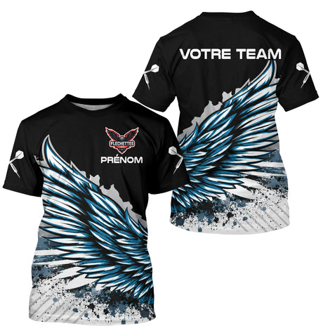 Polo Fléchettes Personnalisé - Ailes Bleues & Noir - T-Shirt Homme