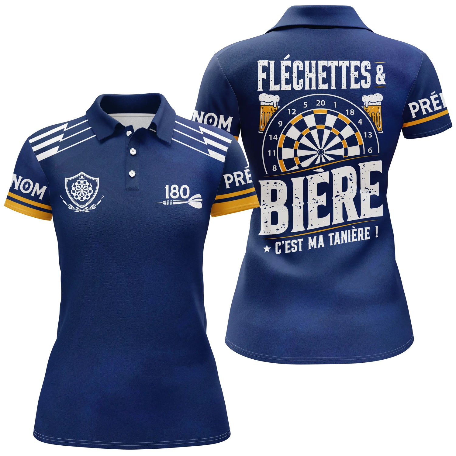 Polo Fléchettes Personnalisé - Bière Bleu Marine - Polo Femme