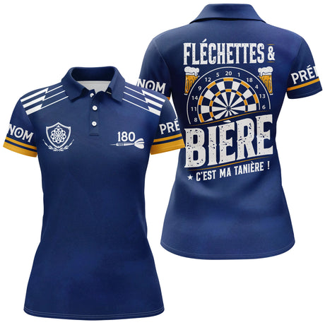 Polo Fléchettes Personnalisé - Bière Bleu Marine - Polo Femme