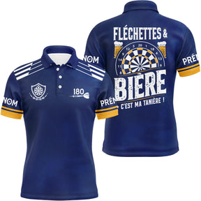 Polo Fléchettes Personnalisé - Bière Bleu Marine - Polo Homme