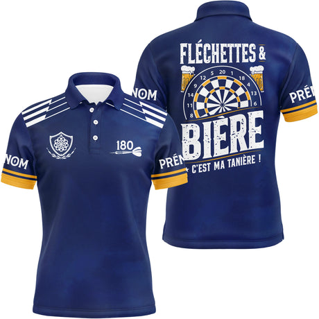 Polo Fléchettes Personnalisé - Bière Bleu Marine - Polo Homme