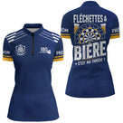 Polo Fléchettes Personnalisé - Bière Bleu Marine - Polo Zippé Femme
