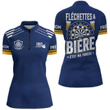 Polo Fléchettes Personnalisé - Bière Bleu Marine - Polo Zippé Femme