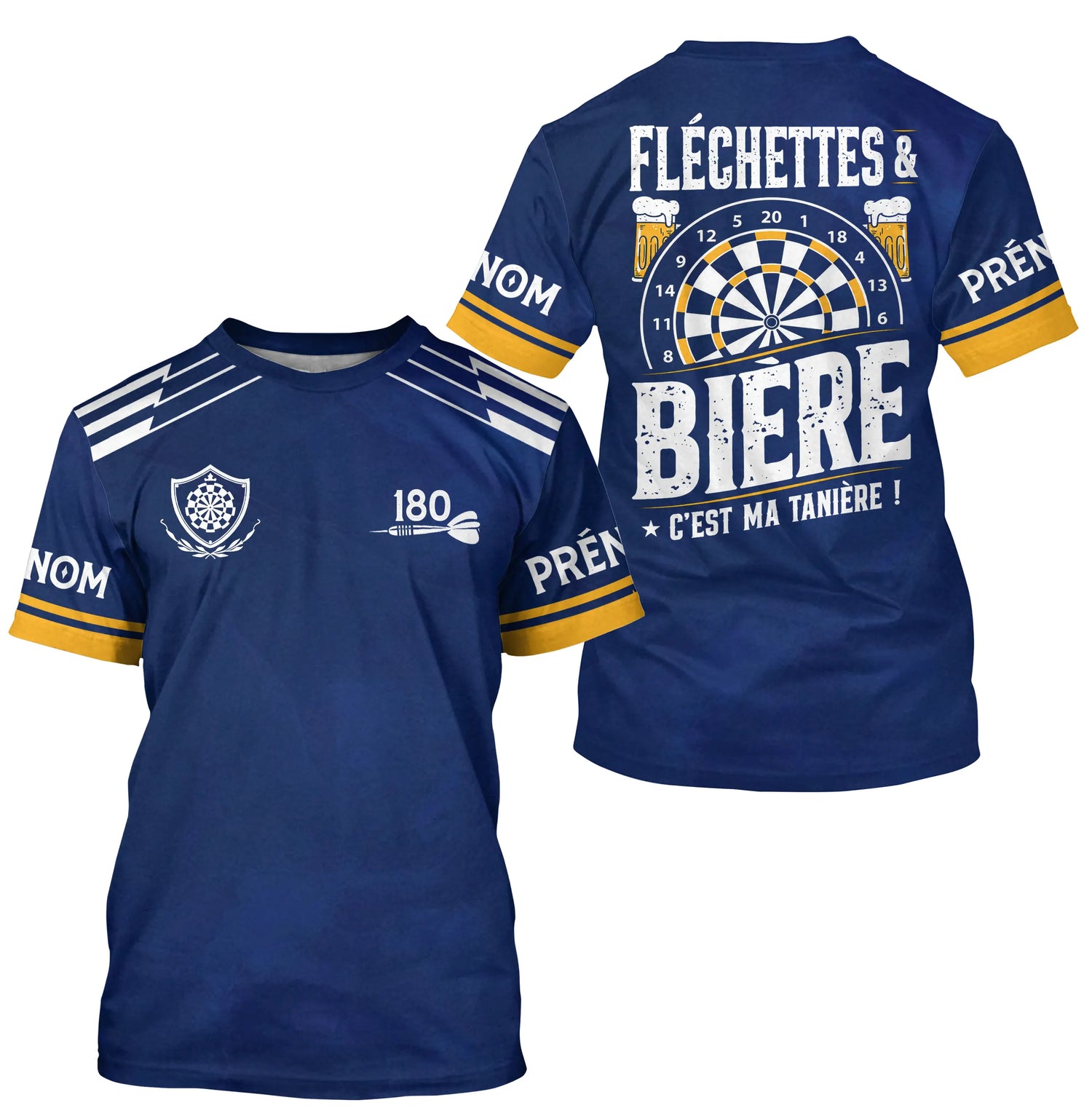 Polo Fléchettes Personnalisé - Bière Bleu Marine - T-Shirt Homme