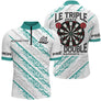 Polo Fléchettes Personnalisé - Blanc & Turquoise Sport - Polo Zippé Homme