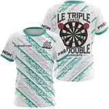 Polo Fléchettes Personnalisé - Blanc & Turquoise Sport - T-Shirt Femme