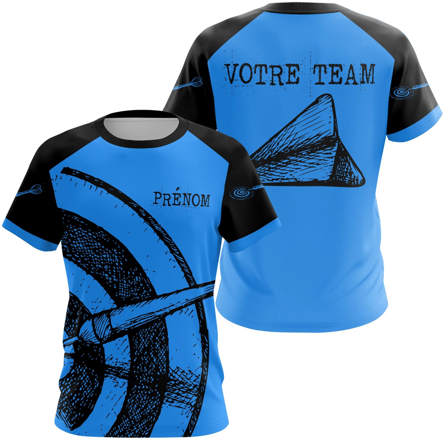 Polo Fléchettes Personnalisé - Bleu Cible Vintage - T-Shirt Femme