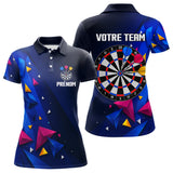 Polo Fléchettes Personnalisé - Bleu & Géométrique 3D - Polo Femme