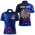 Polo Fléchettes Personnalisé - Bleu & Géométrique 3D - Polo Homme