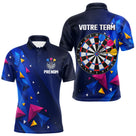 Polo Fléchettes Personnalisé - Bleu & Géométrique 3D - Polo Homme