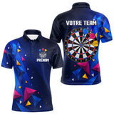 Polo Fléchettes Personnalisé - Bleu & Géométrique 3D - Polo Homme