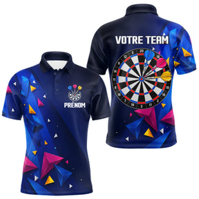 Polo Fléchettes Personnalisé - Bleu & Géométrique 3D - Polo Homme