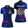 Polo Fléchettes Personnalisé - Bleu & Géométrique 3D - Polo Zippé Femme