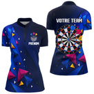 Polo Fléchettes Personnalisé - Bleu & Géométrique 3D - Polo Zippé Femme