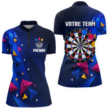 Polo Fléchettes Personnalisé - Bleu & Géométrique 3D - Polo Zippé Femme