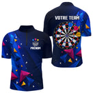 Polo Fléchettes Personnalisé - Bleu & Géométrique 3D - Polo Zippé Homme