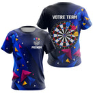 Polo Fléchettes Personnalisé - Bleu & Géométrique 3D - T-Shirt Femme