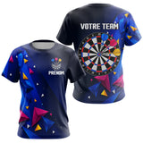 Polo Fléchettes Personnalisé - Bleu & Géométrique 3D - T-Shirt Femme