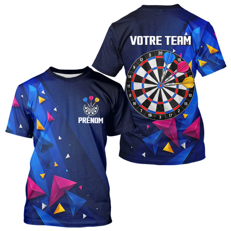 Polo Fléchettes Personnalisé - Bleu & Géométrique 3D - T-Shirt Homme