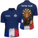 Polo Fléchettes Personnalisé - Bleu Lion France - Polo Zippé Homme