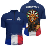 Polo Fléchettes Personnalisé - Bleu Lion France - Polo Zippé Homme