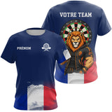 Polo Fléchettes Personnalisé - Bleu Lion France - T-Shirt Femme