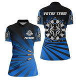 Polo Fléchettes Personnalisé - Bleu Loup Team - Polo Zippé Femme
