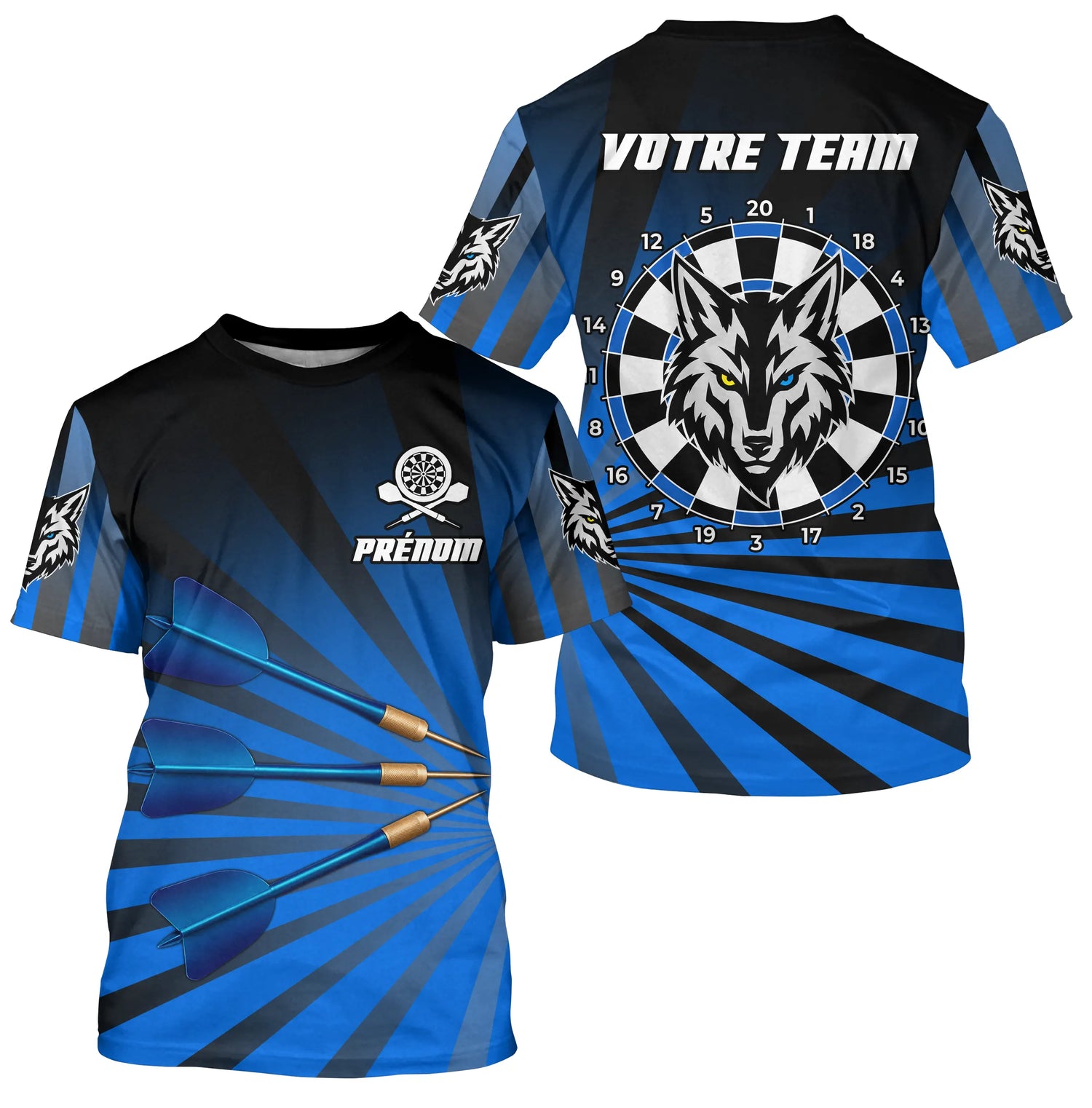 Polo Fléchettes Personnalisé - Bleu Loup Team - T-Shirt Homme