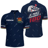 Polo Fléchettes Personnalisé - Bleu Marine "180" - Polo Zippé Homme