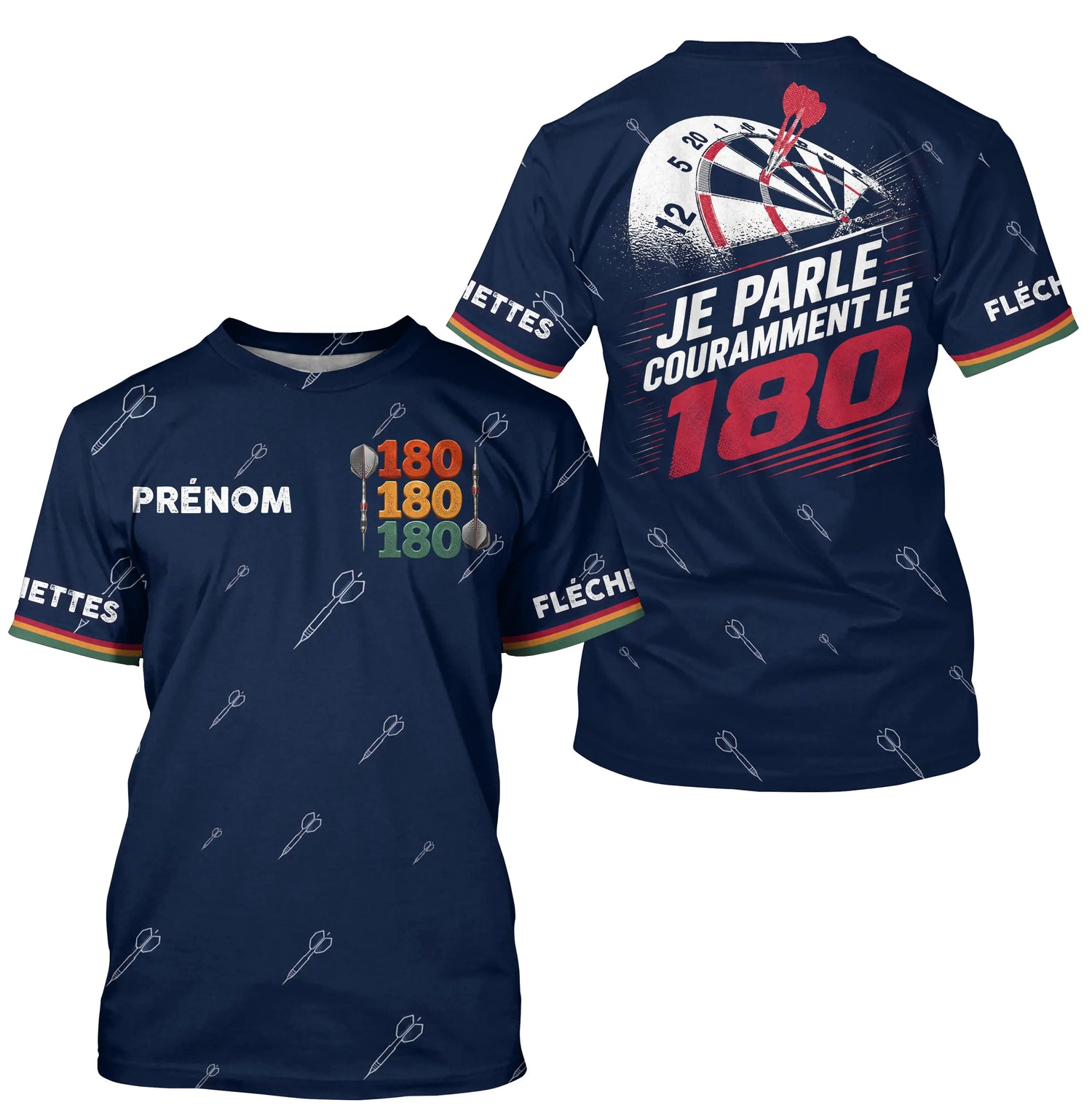 Polo Fléchettes Personnalisé - Bleu Marine "180" - T-Shirt Homme