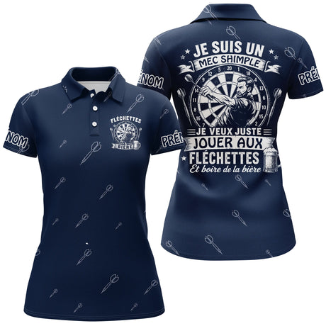 Polo Fléchettes Personnalisé - Bleu Marine Humour - Polo Femme